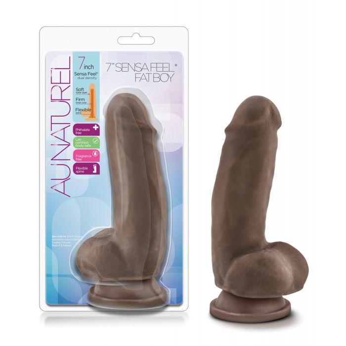 Blush Au Naturel 7 Inch Fat Boy Dildo Chocolate Sensa Feel Soft