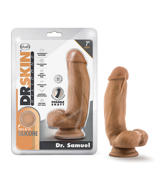 Load image into Gallery viewer, Blush Dr. Skin Silicone Dr. Samuel 7&quot; Dildo w/Balls - Mocha
