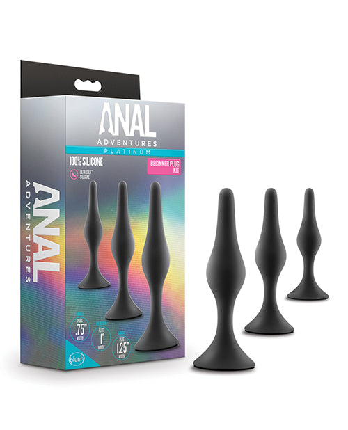 Kit per principianti con plug in silicone Platinum Blush Anal Adventures - Nero