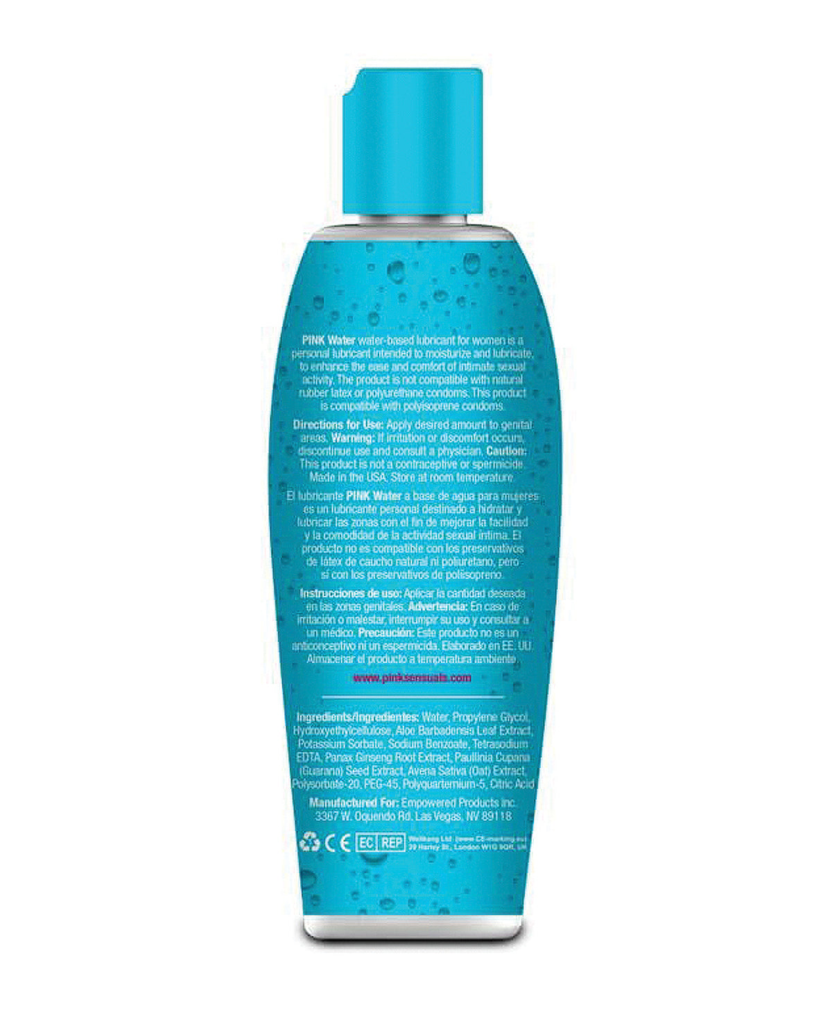 Pink Water Lube - 4.7 oz Flip Top Bottle