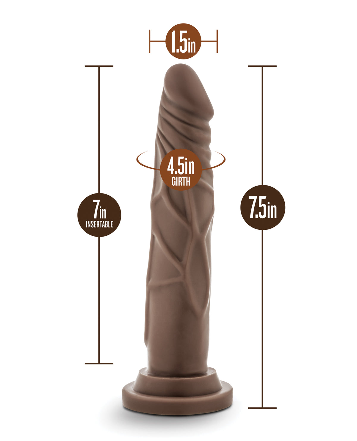 Blush Dr. Skin 7.5 Inch Basic Realistic Cock Chocolate