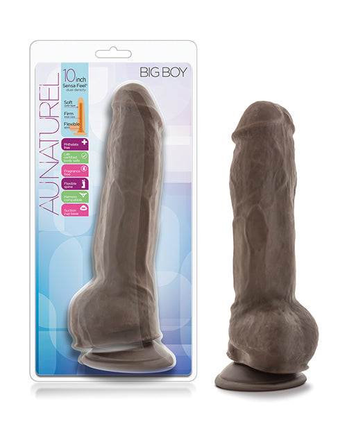 Blush Au Naturel 10 Inch Big Boy Realistic Dildo With Balls Chocolate