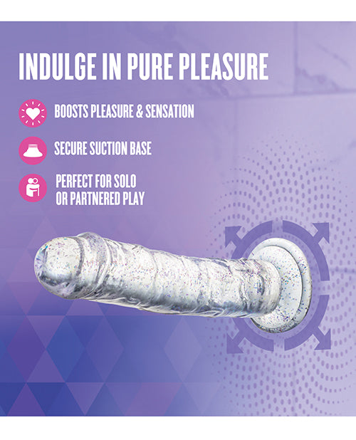 Blush Naturally Yours Glamor Sparkling Clear Dildo 7 Inch Length Glittery Pleasure Toy For Couples