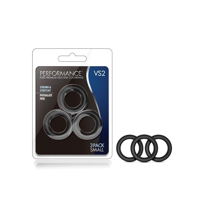 Blush Performance VS2 Pure Premium Silicone Cockrings Small - Black