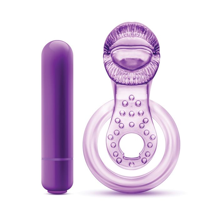 Blush Lek Med Mig Lick it Vibrerande Dubbel Rem Kukring - Lila