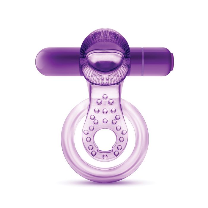 Blush Lek Med Mig Lick it Vibrerande Dubbel Rem Kukring - Lila