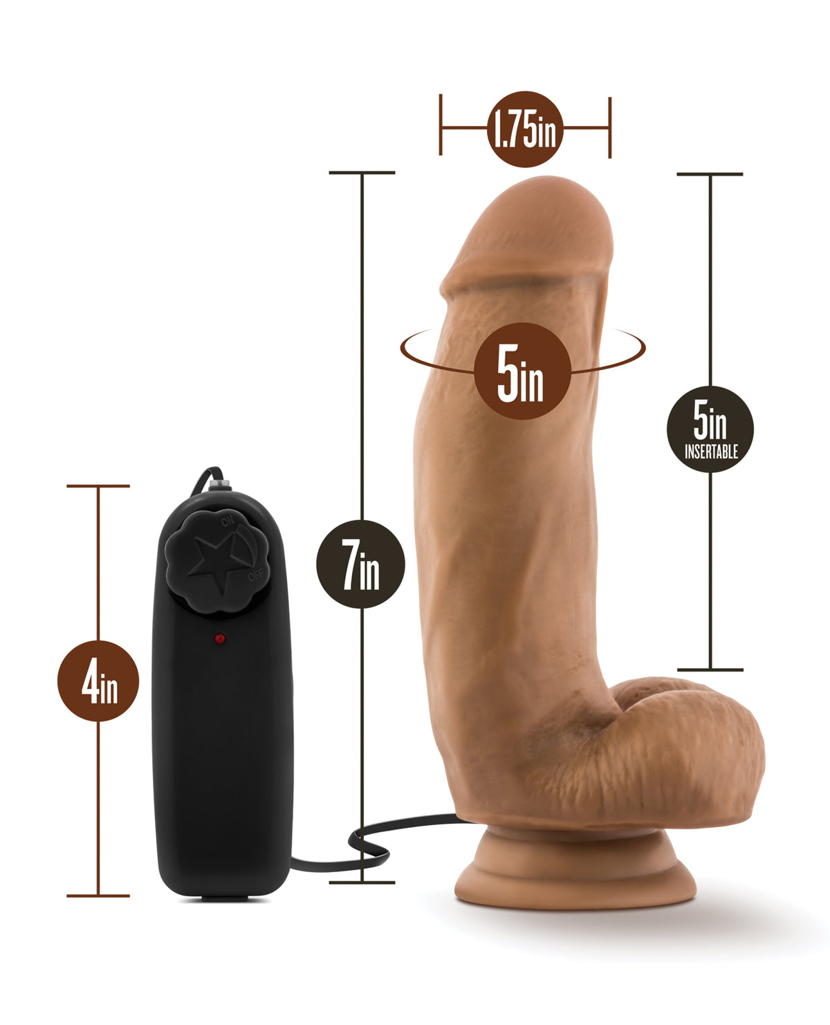 Blush Coverboy MMA Fighter 7 Inch Vibrating Realistic Dildo Mocha