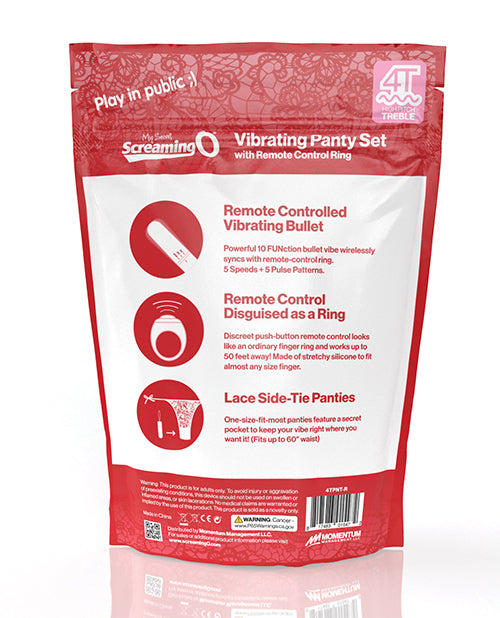 Screaming O Min Hemlighet 4T Trosvibrator med Fjärrkontroll - Röd