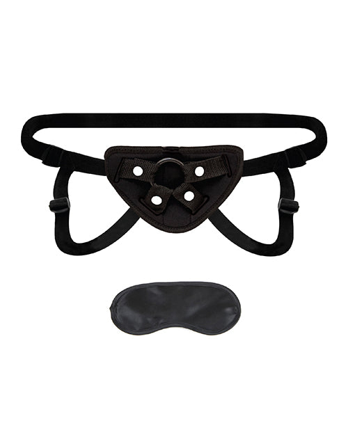 Lux Fetish Strap On Harness Black Neoprene With Bullet Vibe Pocket For Beginners