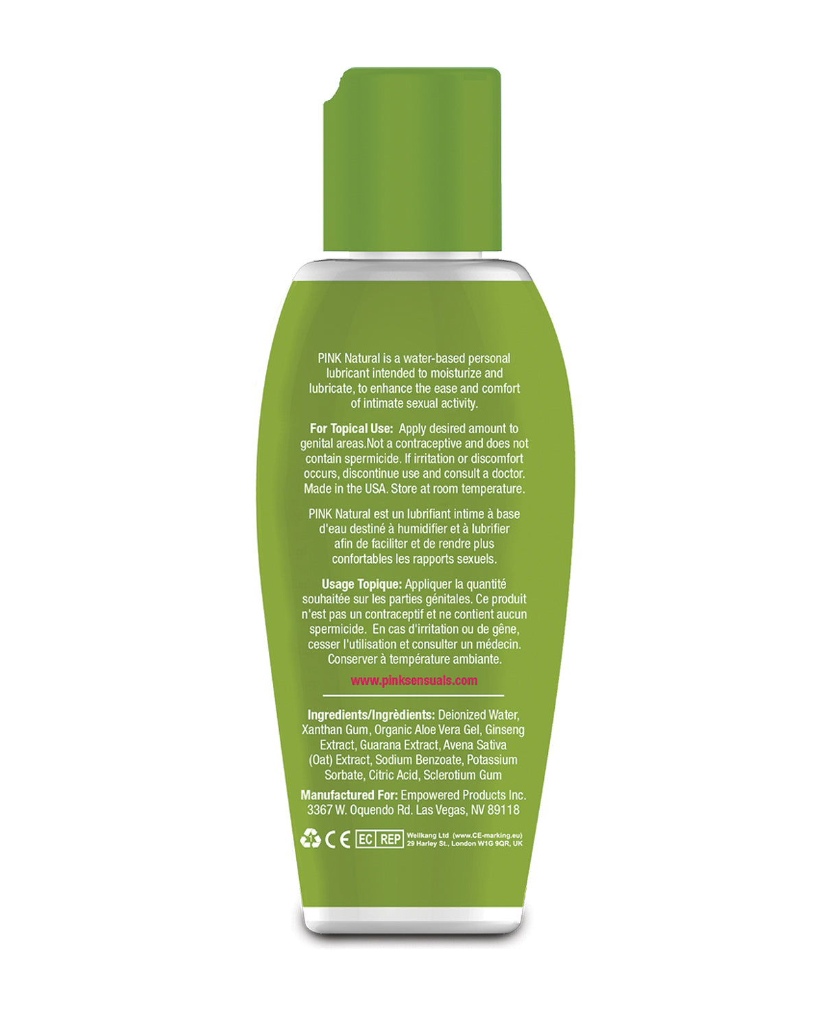 Różowy naturalny lubrykant na bazie wody dla kobiet - 2.8 oz