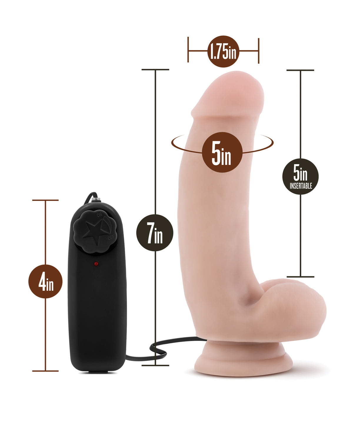 Blush Coverboy The Quarterback 7 Inch Vibrating Realistic Dildo Vanilla