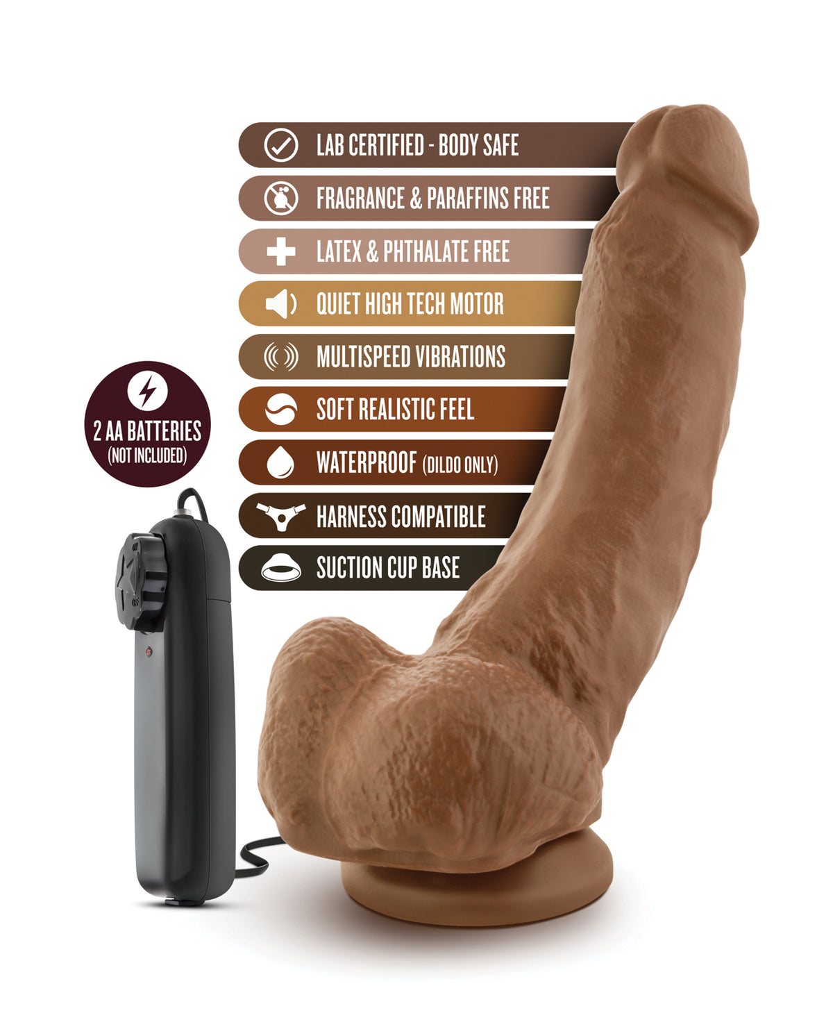 Blush Coverboy The Boxer 9 Inch Vibrating Realistic Dildo Mocha
