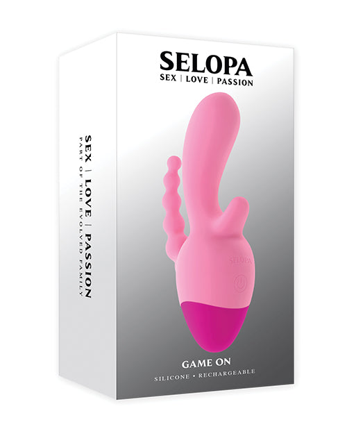 Vibrador recargable de tres puntos Selopa con cuentas, rosa