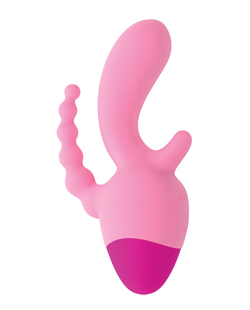 Vibrador recargable de tres puntos Selopa con cuentas, rosa