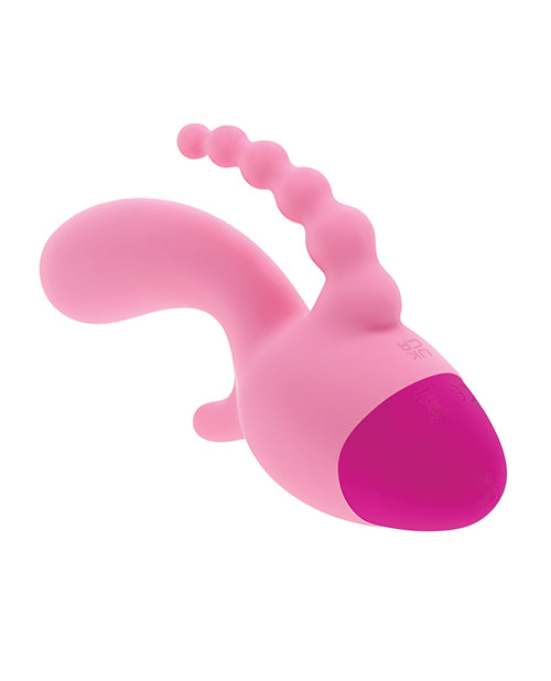 Vibrador recargable de tres puntos Selopa con cuentas, rosa