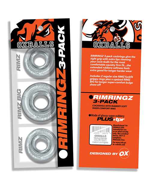 Oxballs Rimringz Multi Size 3 Pack Of Cock Rings Clear