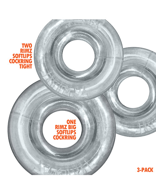 Oxballs Rimringz Multi Size 3 Pack Of Cock Rings Clear