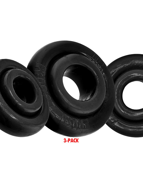 Oxballs Rimringz 3 Pack Multi Size Cock Rings Black