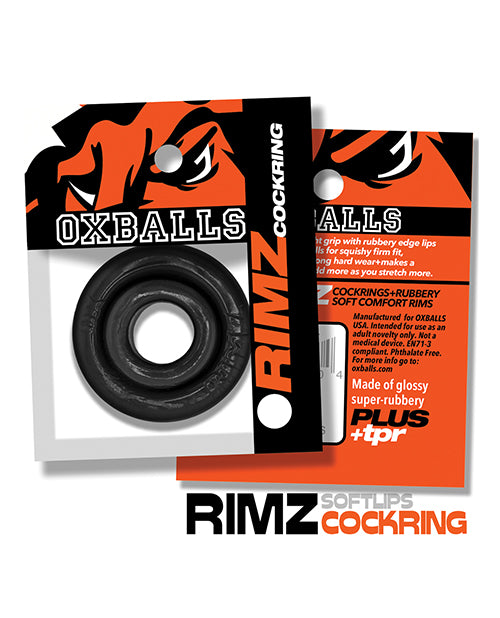 Oxballs Rimz Single Ring Black Plush Lip Grip For Comfortable Wear Cock Ring