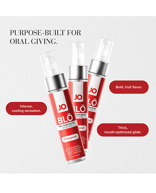 Gel de plăcere cu căpșuni JO Blo pentru sex oral, fără zahăr, 1 Oz