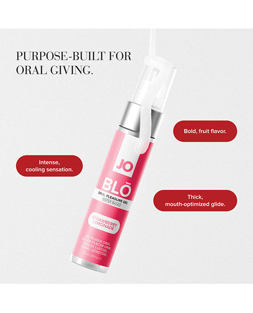 Gel pentru plăcere orală Jo Blo Strawberry Lemonade, 1 Oz, fără zahăr, lubrifiant răcoritor