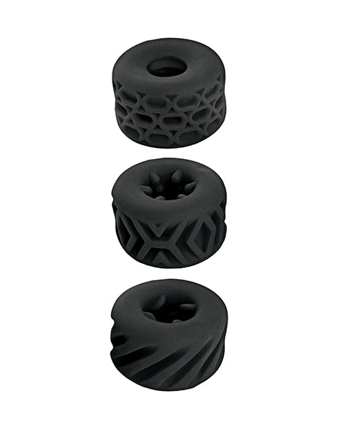 Set de anillos para el pene y masturbador de silicona texturizada súper elástica Nasstoys
