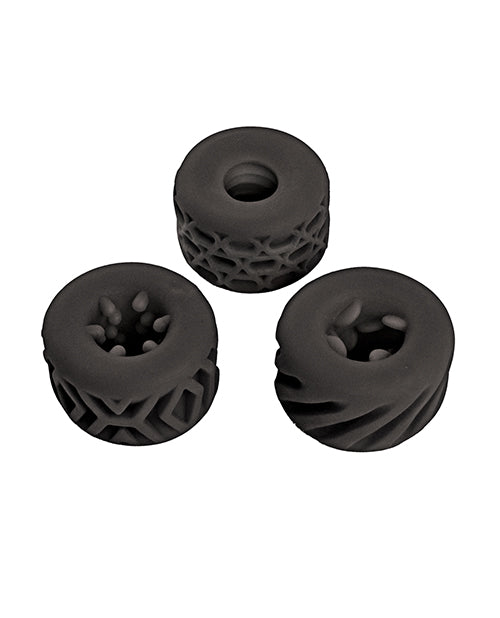 Set de anillos para el pene y masturbador de silicona texturizada súper elástica Nasstoys
