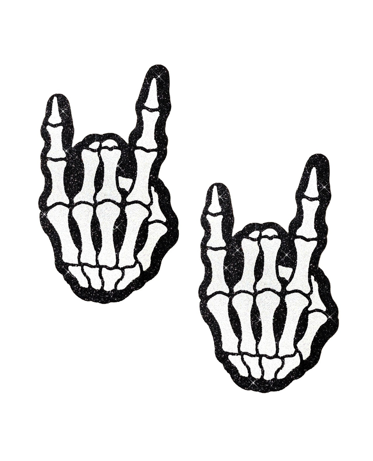 Neva Nude Rock On Skeleton Glitter Pasties Black White Pack Of Two