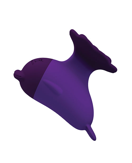 Vibrador de dedo Pretty Love Dolphin en silicona morada con cuerpo compacto