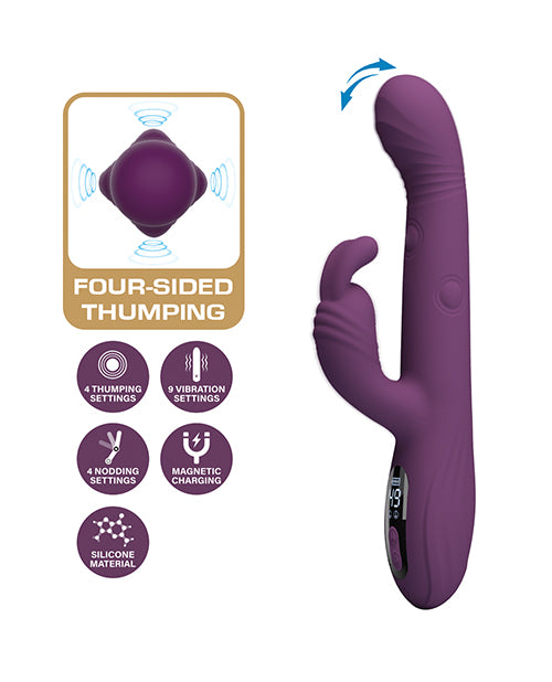 Vibrador masajeador personal con golpeteo Pretty Love Dee, conejo morado