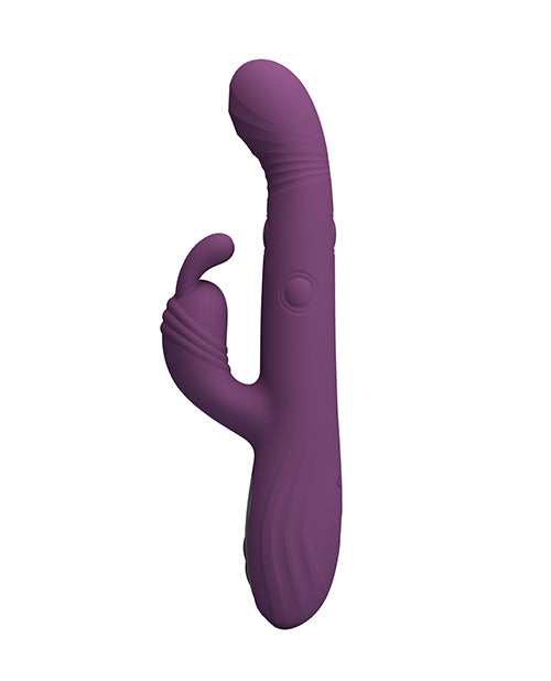 Vibrador masajeador personal con golpeteo Pretty Love Dee, conejo morado