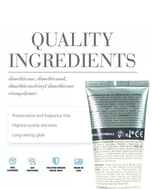 JO Premium Jelly Original Lubricant Silicone 4 Oz Long Lasting