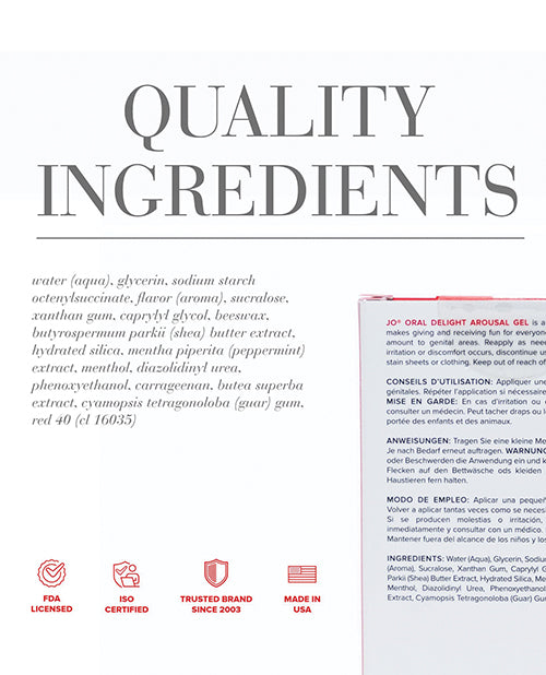 JO Oral Delight Strawberry Stimulant Water Based Lubricant 1 Oz