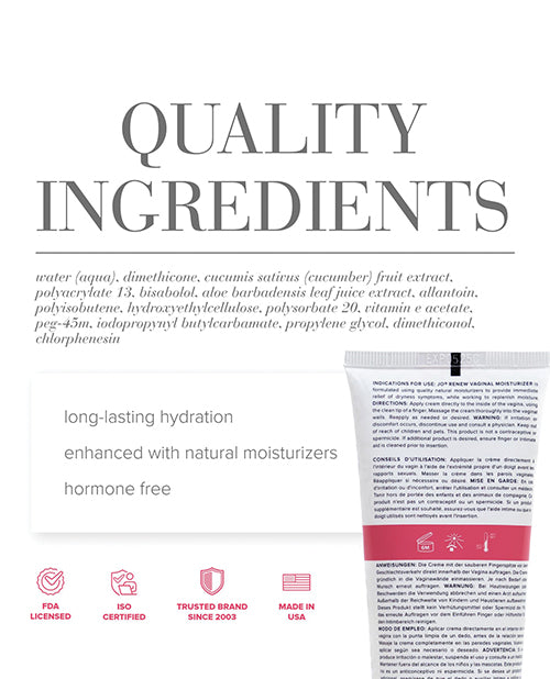 JO Renew Vaginal Moisturizer Original 4 Oz Aloe Vera Vitamin E Hydrating Cream