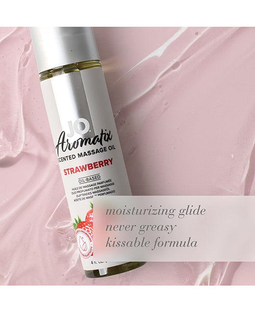 JO Aromatix Strawberry Massage Oils 4 Oz Kissable Vegan Friendly