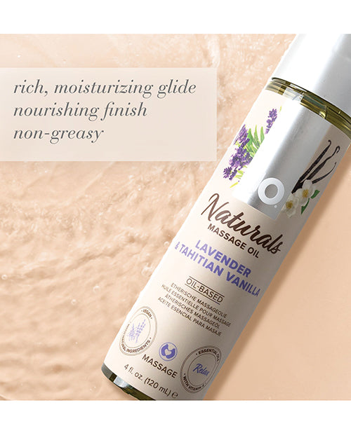 JO Naturals Massage Oil Lavender Vanilla 4 Oz Bottle