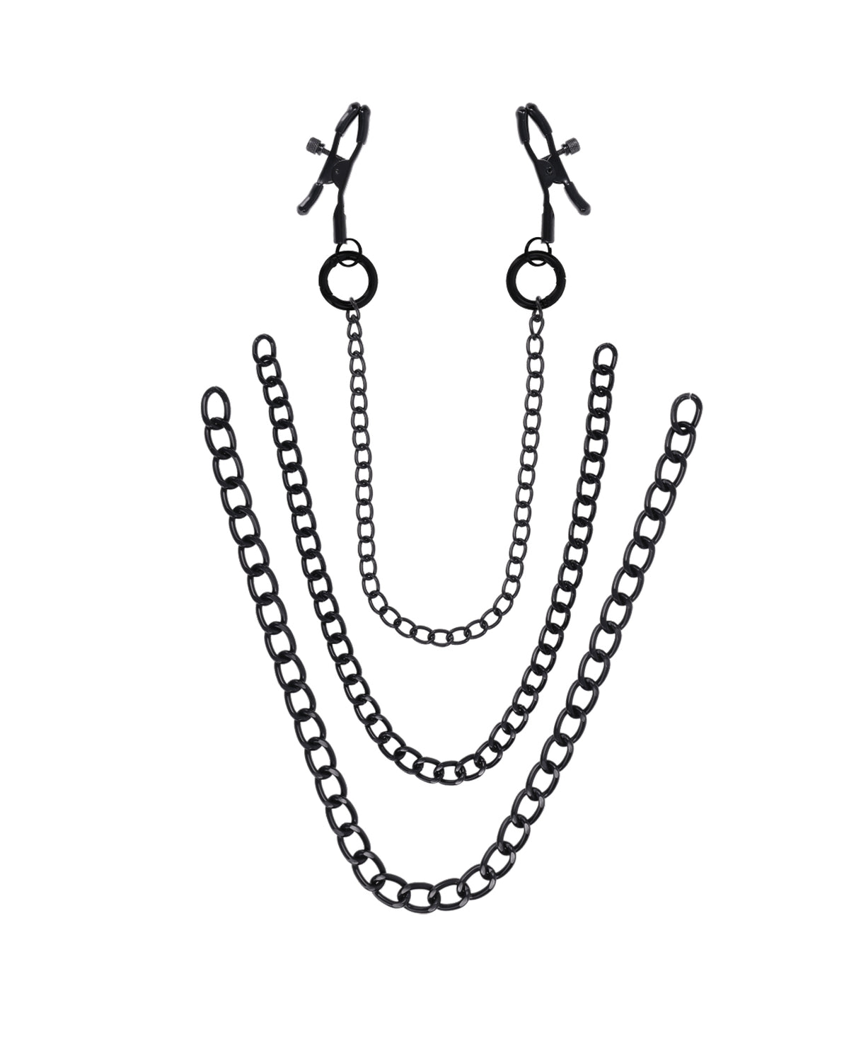 Midnight Muse Austauschbare schwarze Metall-Nippelklemmen mit 3 abnehmbaren Ketten