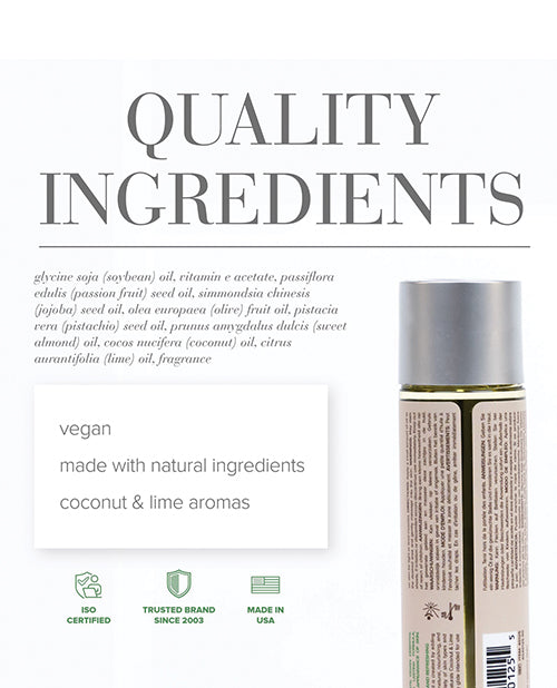 JO Naturals Coconut And Lime Massage Oil 4 Oz Bottle