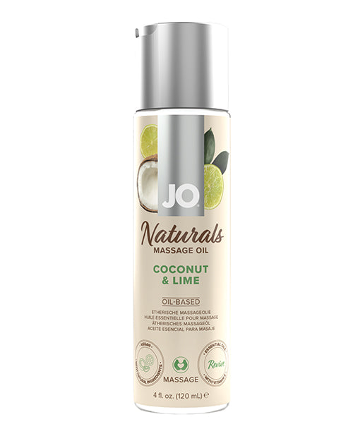 JO Naturals Coconut And Lime Massage Oil 4 Oz Bottle