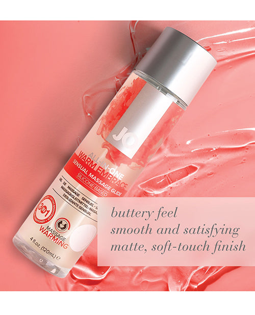 JO All In One Massage Glide Warming Silicone Based Lubricant 4 Oz