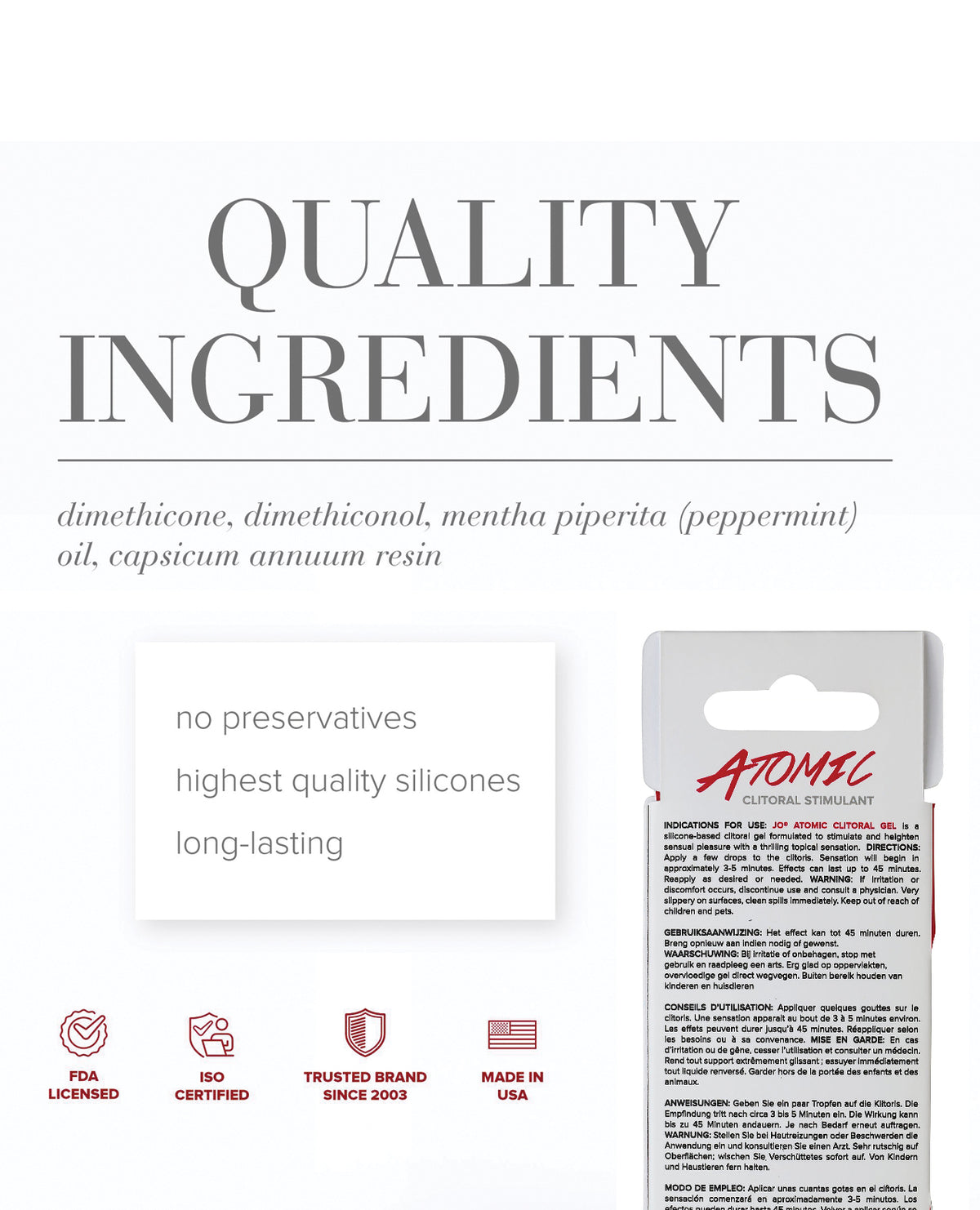 JO Atomic Clitoral Gel Warming Stimulant Silicone Based