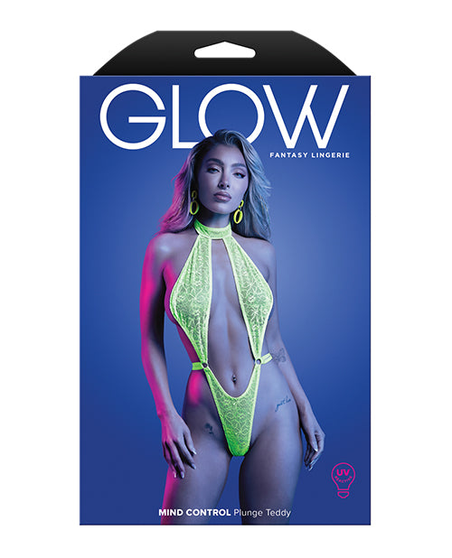 Mind Control UV Reactive Lace Halter Teddy Neon Green L XL