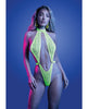 Cargue la imagen en el visor de la galería, Mind Control UV Reactive Lace Halter Teddy Neon Green L XL
