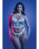 Load image into Gallery viewer, Glow In The Dark Zipper Bralette And Thong Set White Queen
