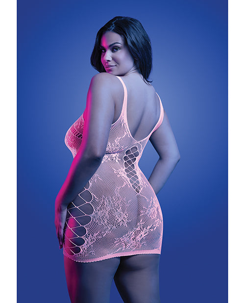 Glow In The Dark Lace Knit Dress Glows Pink Queen Size QN