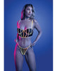 Cargue la imagen en el visor de la galería, Solar Flare Reflective Binding Underwire Bra And Thong Set Black L To XL
