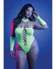 Load image into Gallery viewer, Pressure Point UV Reactive Rhinestone Teddy And Gloves 2pc Neon Green Set

