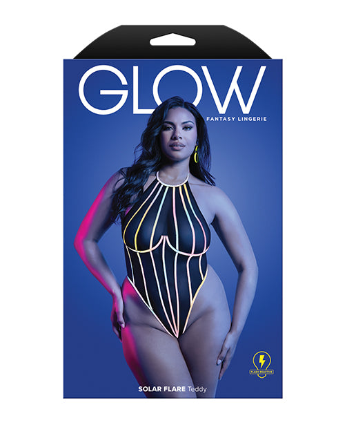 Solar Flare Reflective Binding Halter Tie Teddy Black Lingerie