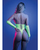 Cargue la imagen en el visor de la galería, UV Reactive Rhinestone Studded Teddy and Gloves Leg Warmers Set Neon Green OS
