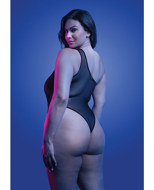 Load image into Gallery viewer, Luminescent Flash Reflective Floral Print One Shoulder Teddy Black
